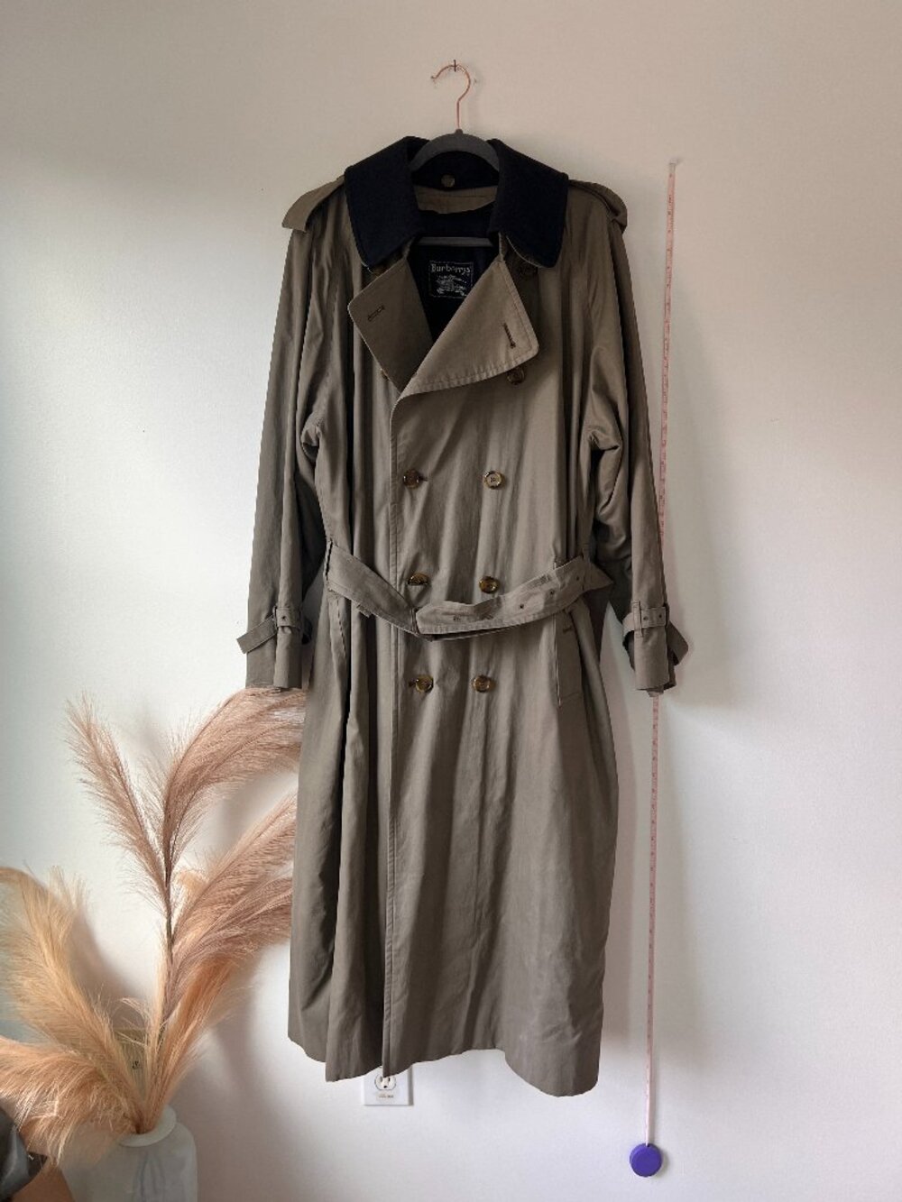 Vintage Burberry’s Trench Coat 40 Long Wool Liner Belted Nova Check